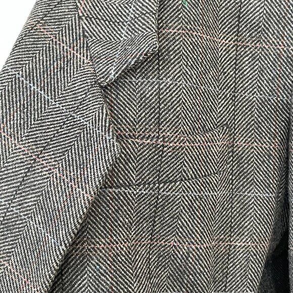 Vintage Sasson 80s Structured Power Suit Gray Wool Blend Tweed Skirt Blazer 14 - Picture 7 of 14